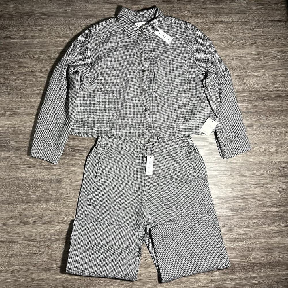 Velvet Graham Spencer Adeline Braylen Houndstooth 2Pc Set S M Cotton Gauze NWT